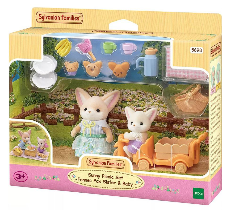 THE SYLVANIAN FAMILIES SUNNY PICNIC SET FENNEC FOX SISTER AND BABY