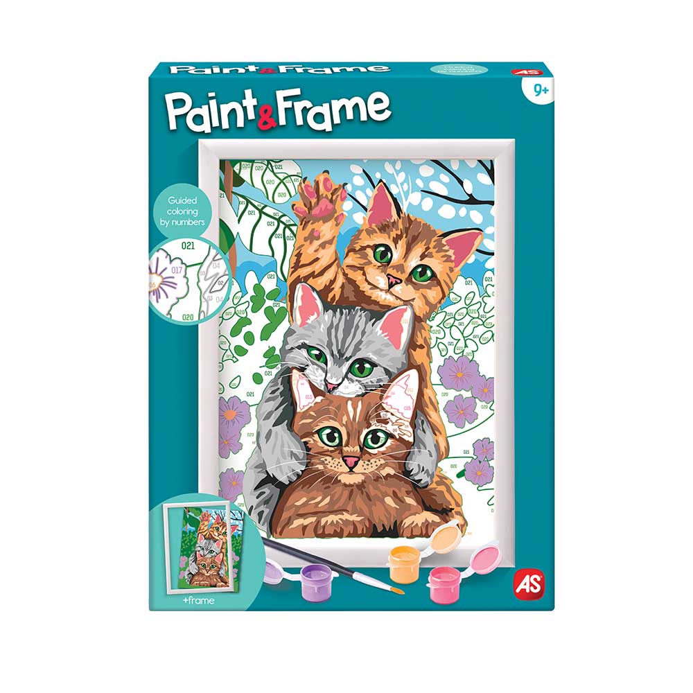 PAINT & FRAME PAINT BY NUMBERS FUNNY KITTIES FOR AGES 9+