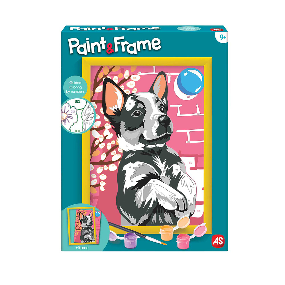 PAINT & FRAME PAINT BY NUMBERS PLAYFUL HUSKY FOR AGES 9+