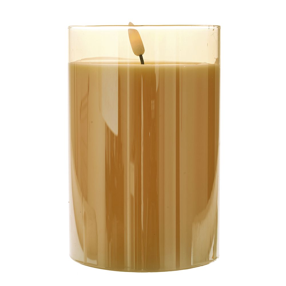  CREAM LED CANDLE 10X15 CM IN GOLD GLASS JAR BATTERY OPPERATED