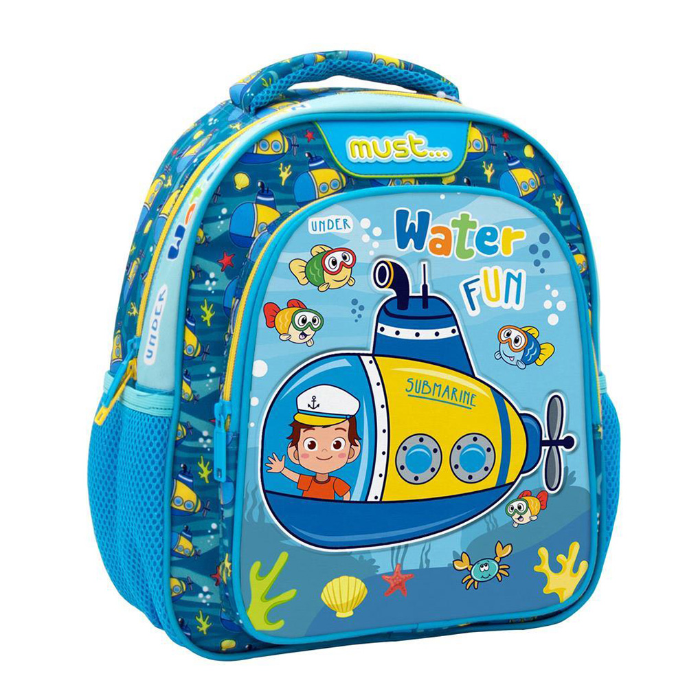 MUST TODDLER BACKPACK 27X10X31 cm 2 CASES 3D SOFT UNDER WATER FUN