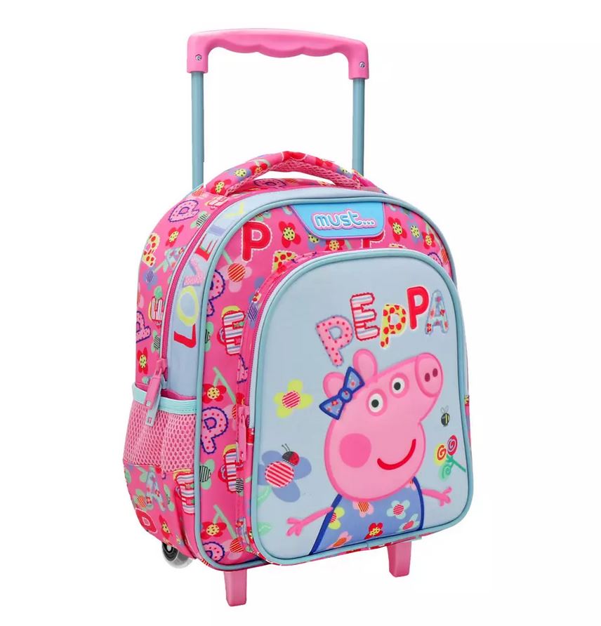 MUST TODDLER TROLLEY BACKPACK 27X10X31 cm 2 CASES PEPPA PIG LOVELY