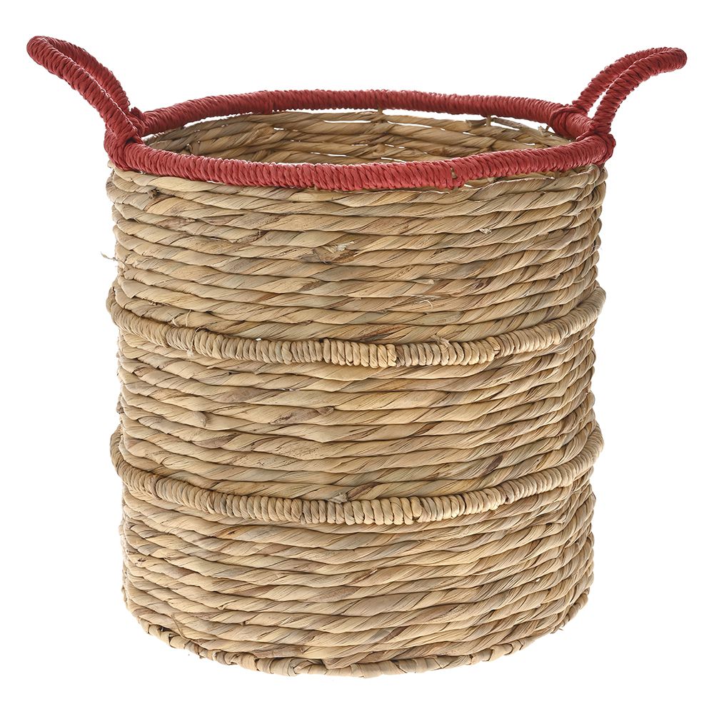  WILLOW BASKET WITH RED HANDLES D32X34 CM