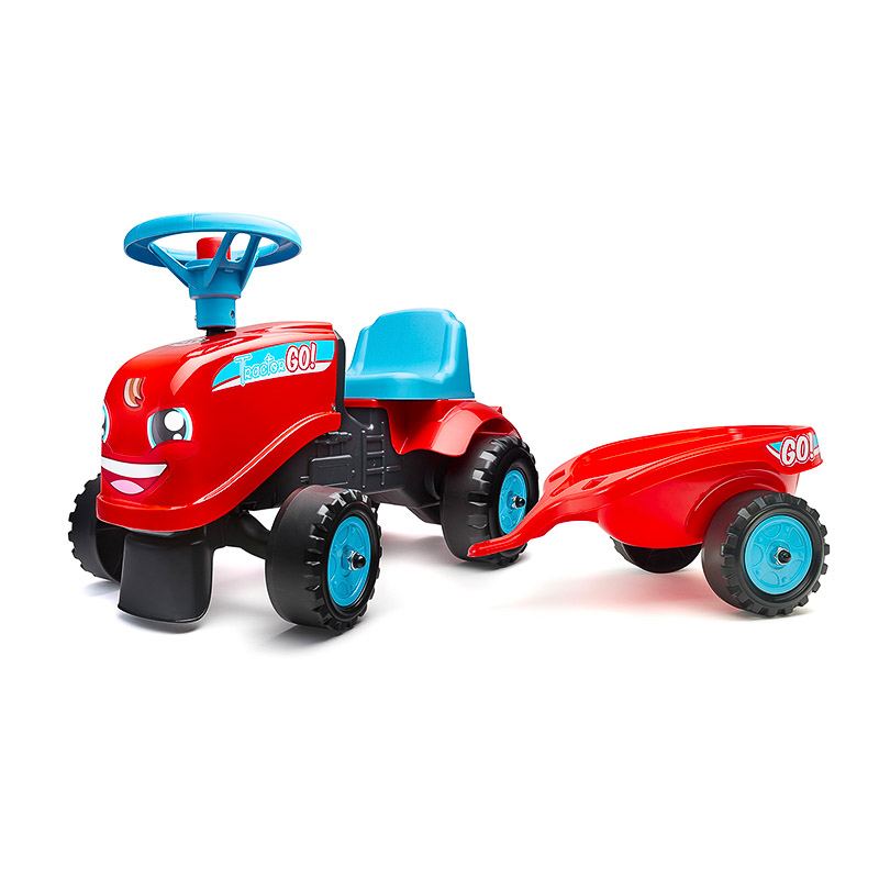 FALK GO RIDE-ON TRACTOR WITH TRAILER RED