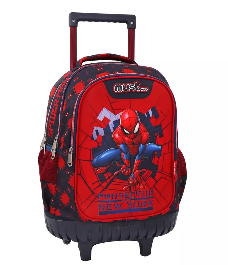 MUST SCHOOL TROLLEY BACKPACK 34X20X44 cm 3 CASES SPIDERMAN PROTECTOR OF NEW YORK