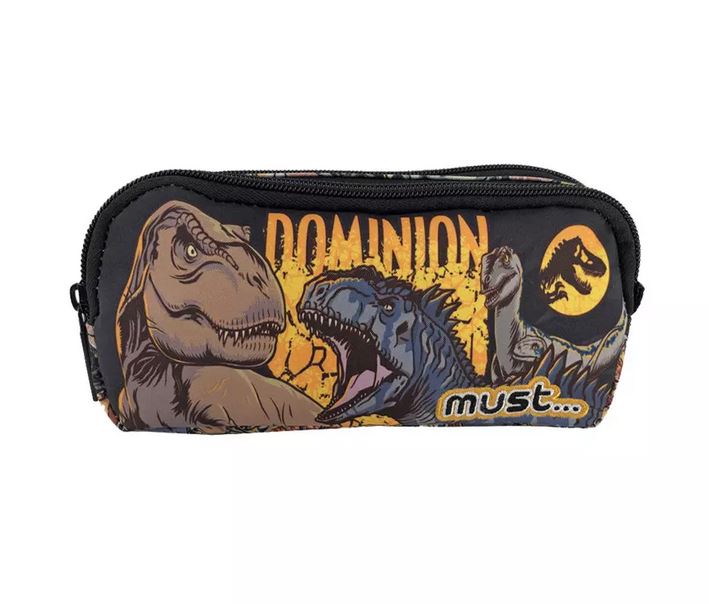 MUST PENCIL CASE WITH 2 ZIPPERS 21X6X9 cm JURASSIC DOMINION