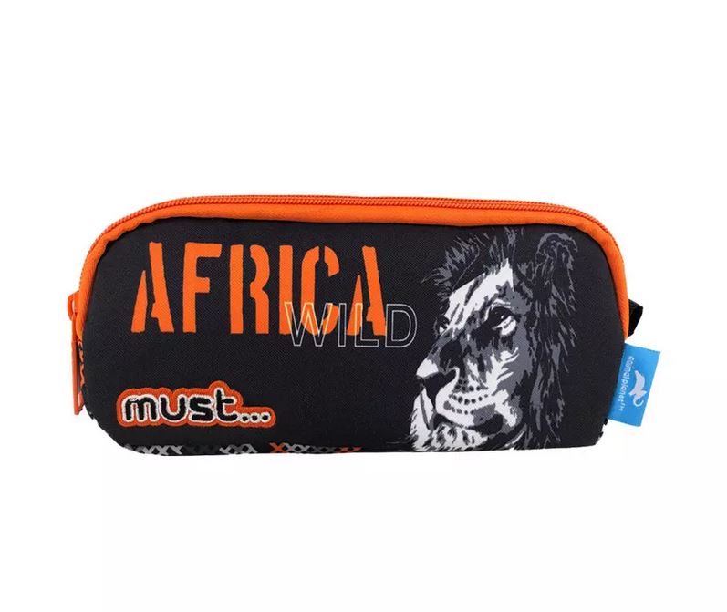 MUST PENCIL CASE WITH 2 ZIPPERS 21X6X9 cm ANIMAL PLANET AFRICA WILD LION