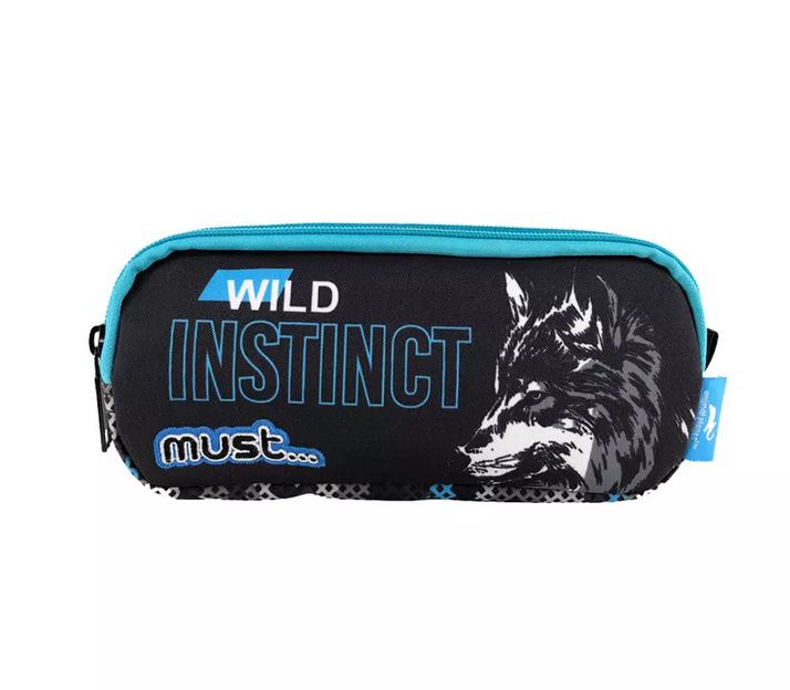 MUST PENCIL CASE WITH 2 ZIPPERS 21X6X9 cm ANIMAL PLANET WILD INSTICT WOLF