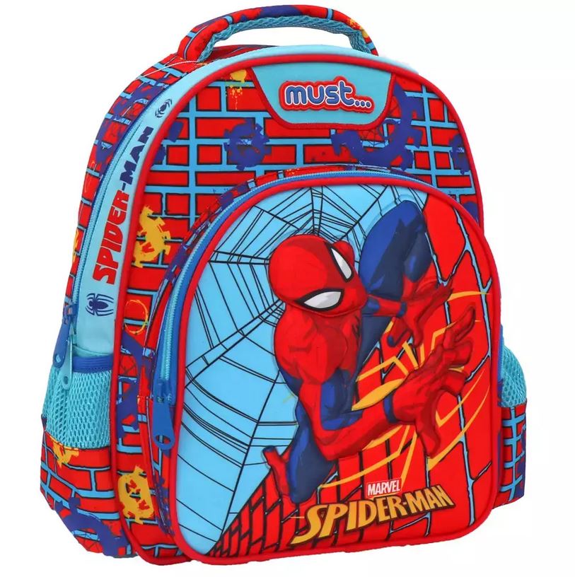 MUST TODDLER BACKPACK 27X10X31 cm 2 CASES SPIDERMAN ON THE WALL