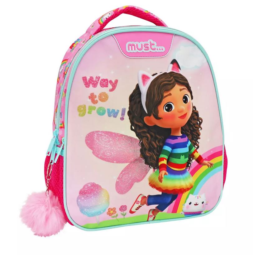 MUST TODDLER BACKPACK 27X10X31 cm 2 CASES GABBY\'S DOLLHOUSE WAY TO GROW