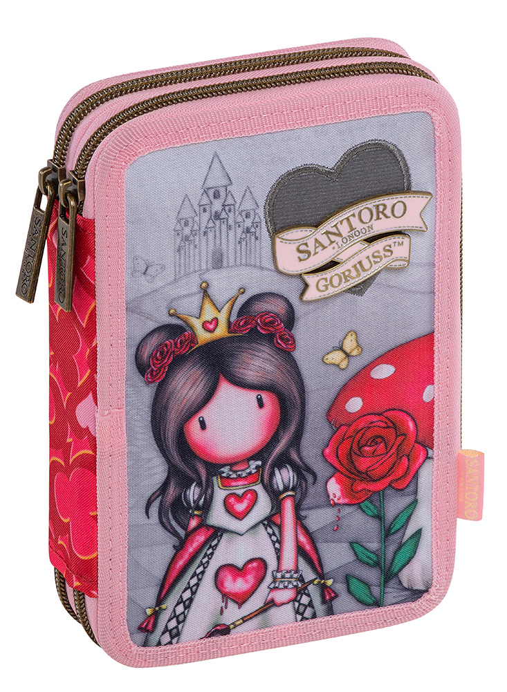 DOUBLE FILLED PENCIL CASE RED GORJUSS