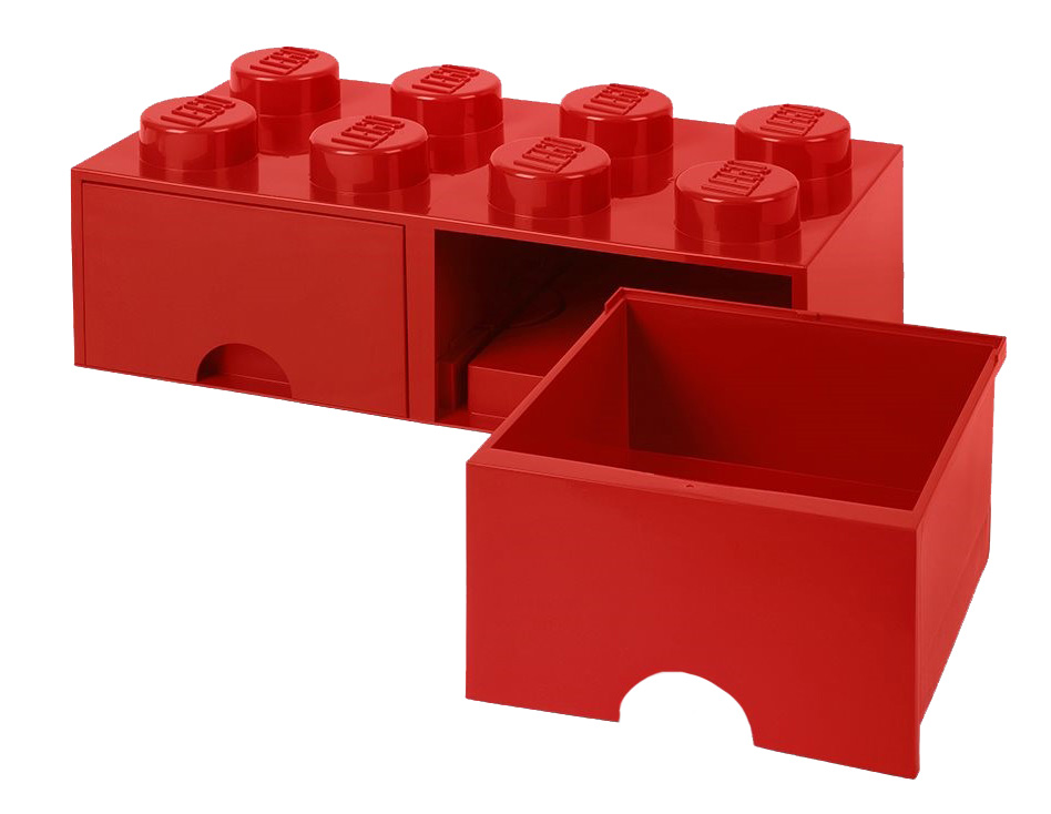 LEGO STORAGE BOX RECTANGULAR WITH DRAWERS RED