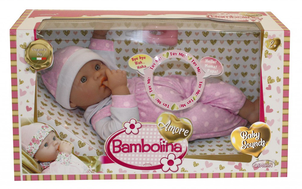 BAMBOLINA AMORE 36 cm WITH SOUNDS - 2 COLOURS