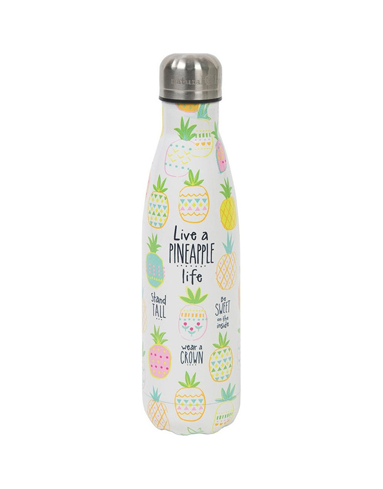 NATURAL LIFE STAINLESS STEEL WATER BOTTLE 500ml LIVE A PINEAPLLE LIFE