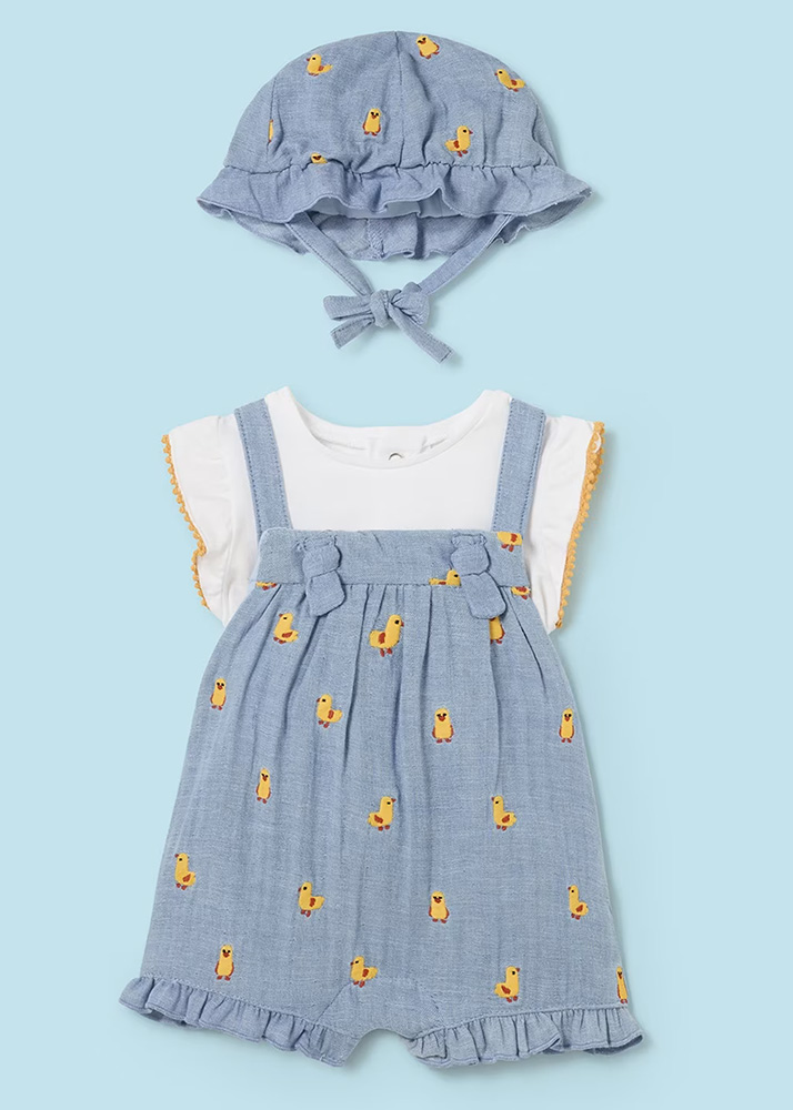 MAYORAL SET DUNGAREES WITH HAT GAUSE DENIM