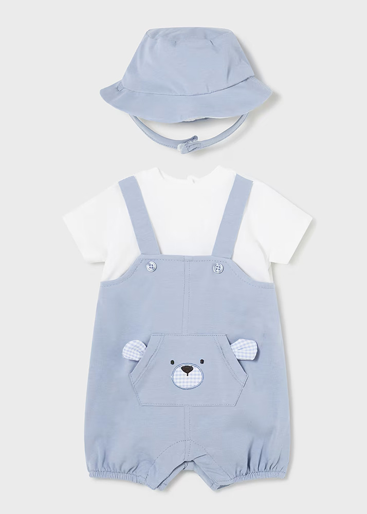 MAYORAL ROMPER DUNGAREES COTTON WITH HAT DARK AZURE