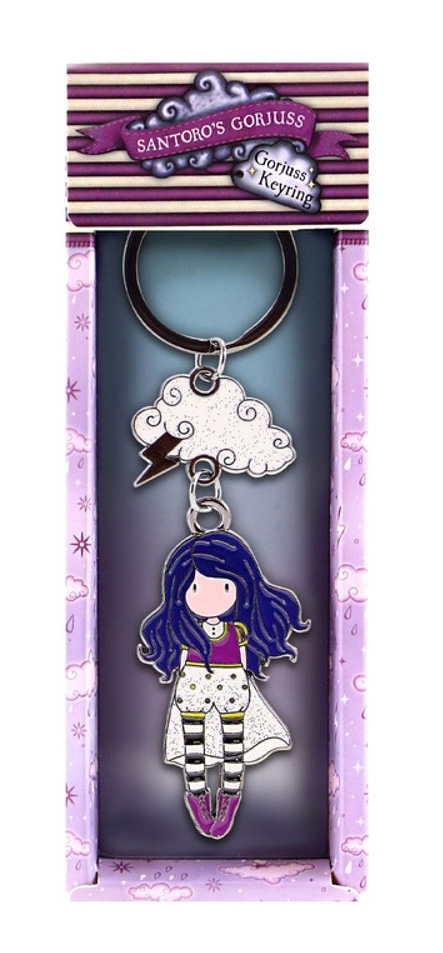 GORJUSS SANTORO KEYRING IN A GIFT BOX WHATEVER THE WEATHER - LITTLE STORM CLOUD