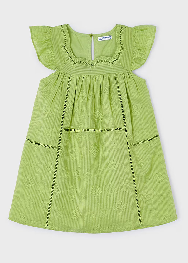 MAYORAL DRESS EMBROIDERED GREEN