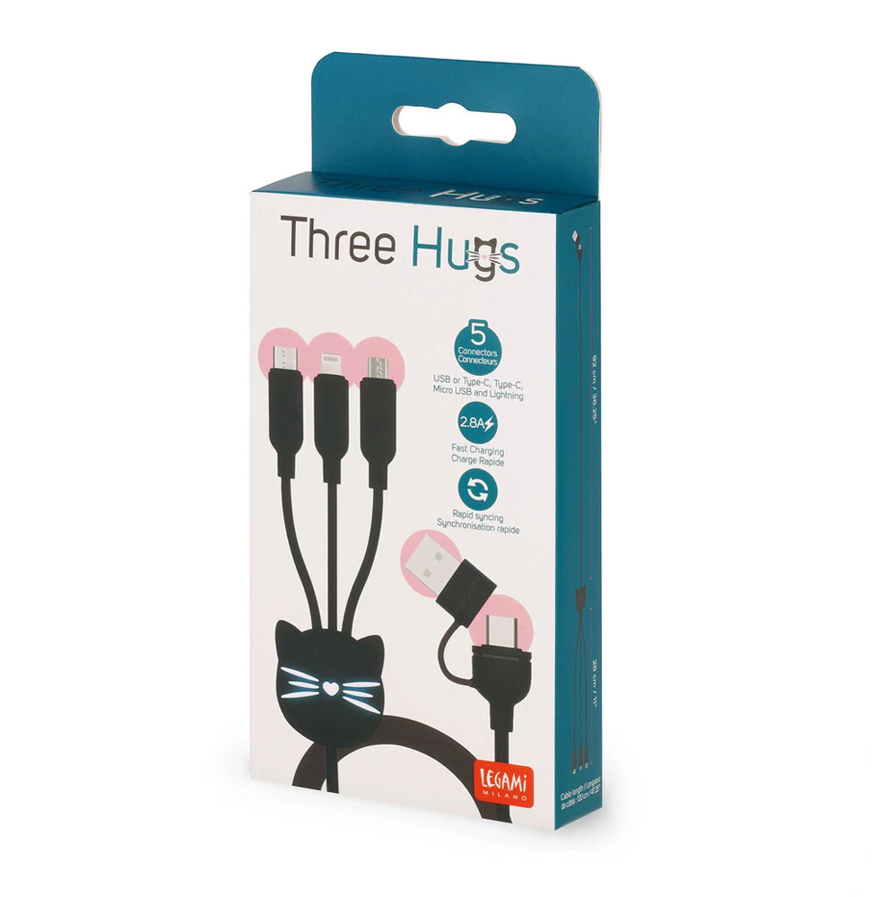 LEGAMI THREE HUGS 3-IN-1 CHARGING AND SYNC MULTICABLE - KITTY