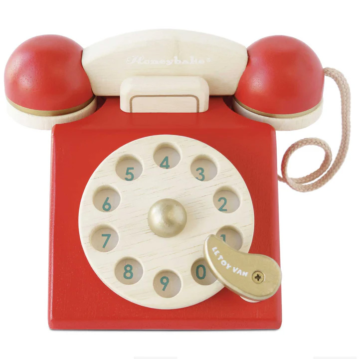 LE TOY VAN WOODEN VINTAGE RED TELEPHONE 10X13X9 cm