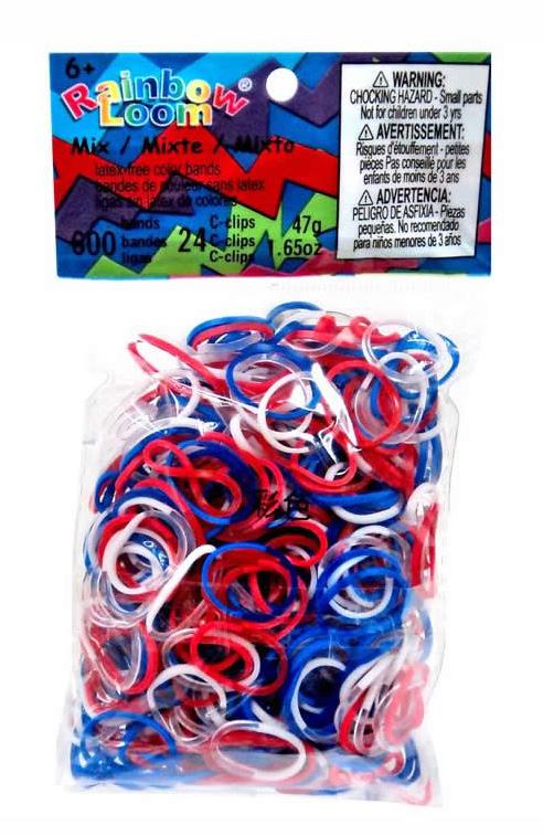 RAINBOW LOOM REFIL BANDS MIX RED-BLUE-WHITE