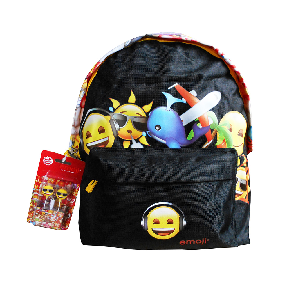 PAXOS OVAL BACKPACK WITH 1 POCKET EMOJI FUNNY FRIENDS